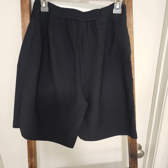 Topshop High-waisted Pleated Washed Black Women's Bermudas - Picture 3 of 7